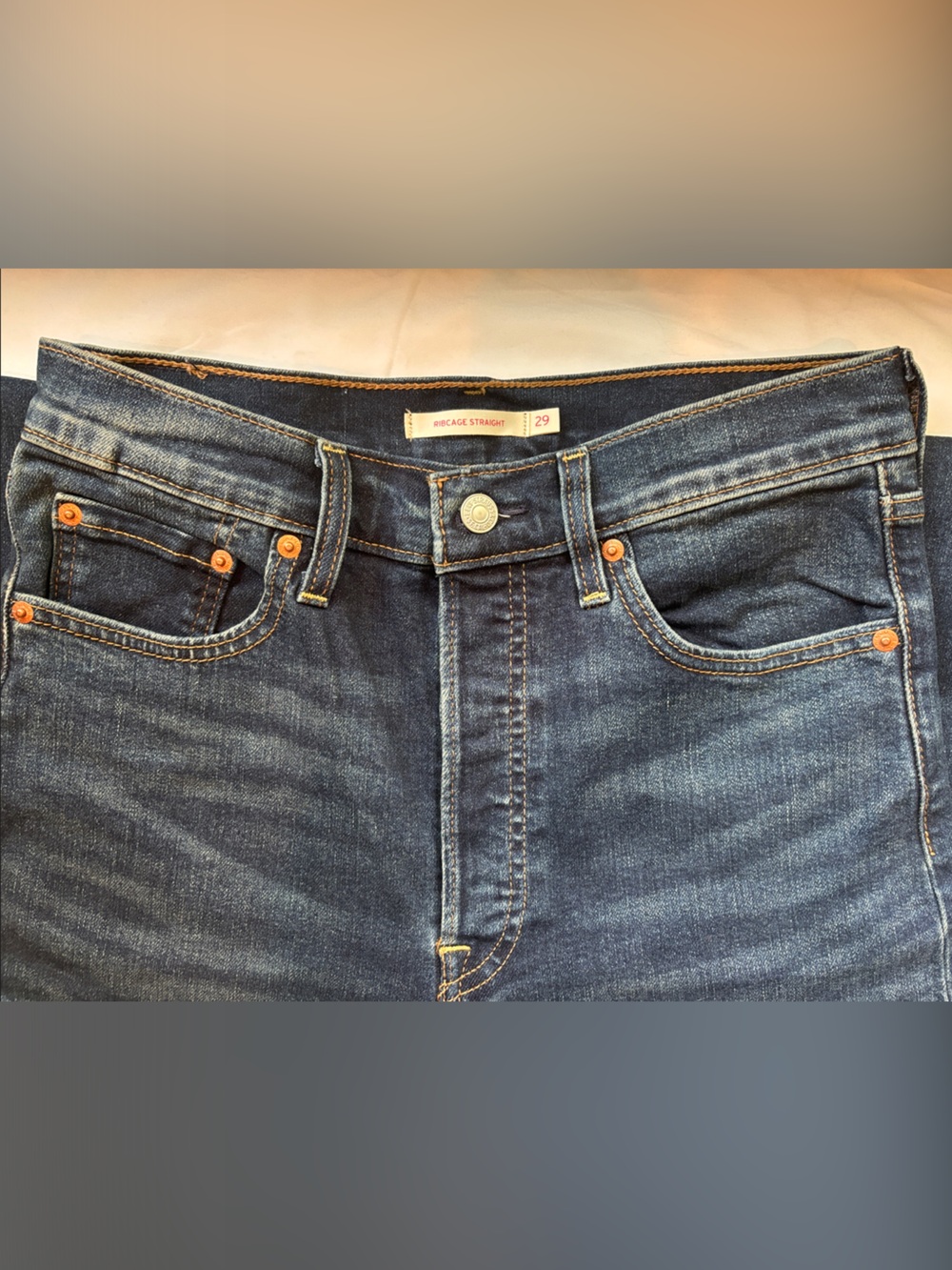Levi's Women's Ribcage Straight Leg Jeans in Dark Blue Denim Sz 29